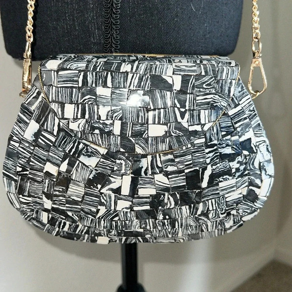 RAMLA Black and White Mosaic Handmade
Shoulder Crossbody Bag Clutch - Picture 11 of 14